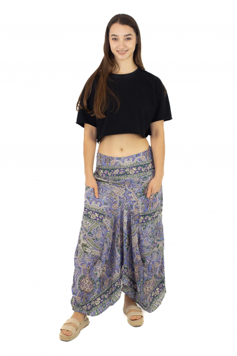 Fusta asimetrica din material fluid cu print floral - Model 22 [2]