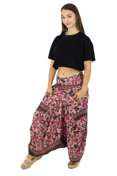 Fusta asimetrica din material fluid cu print floral - Model 23 [3]