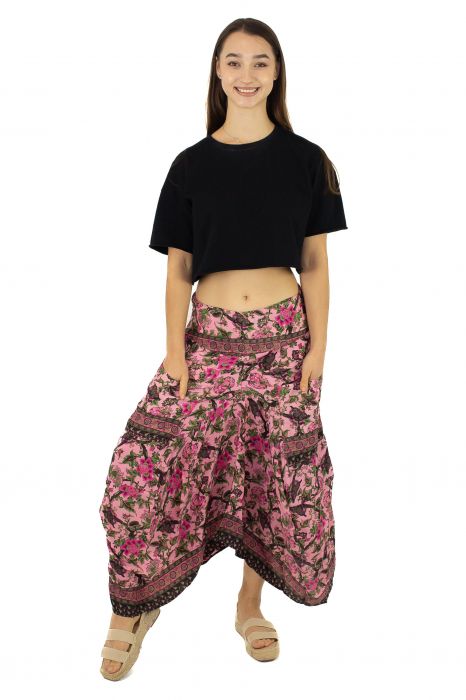 Fusta asimetrica din material fluid cu print floral - Model 23 [2]