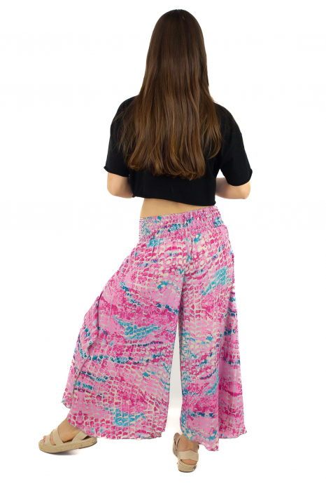 Pantaloni din material fluid petrecuti cu print floral - Model 13 [4]