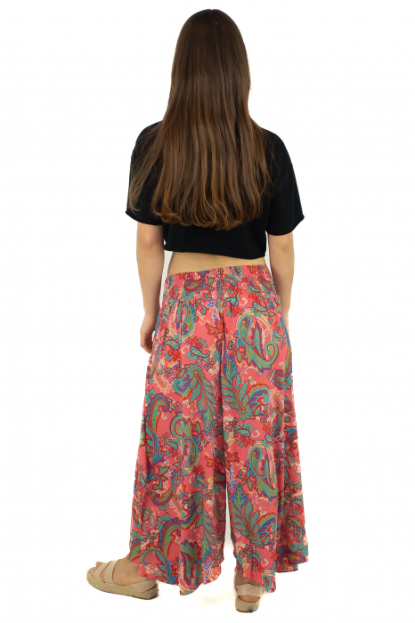 Pantaloni din material fluid petrecuti cu print floral - Model 13 [4]