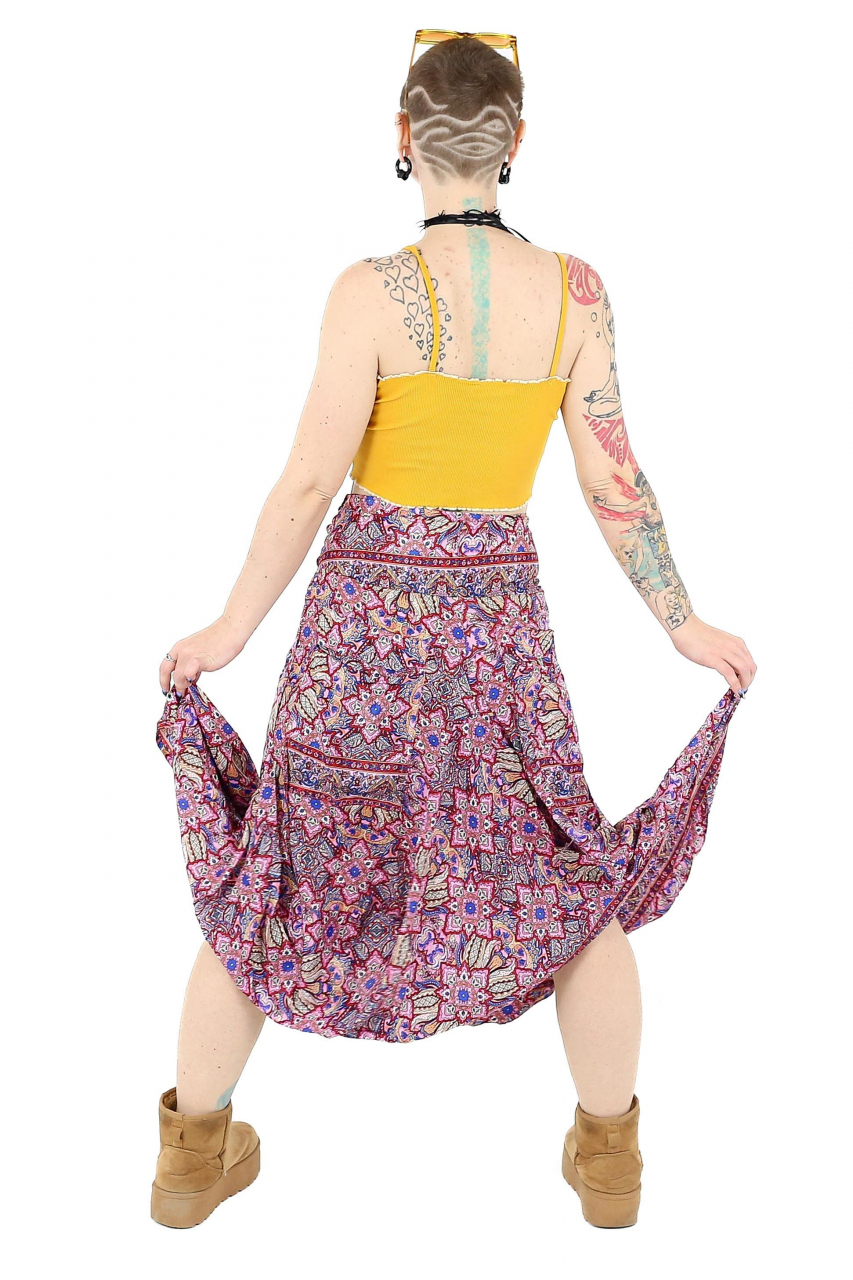 Fusta asimetrica din material fluid cu print floral - Model 3 [3]