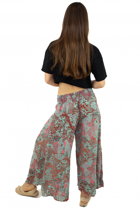 Pantaloni din material fluid petrecuti cu print floral - Model 13 [4]
