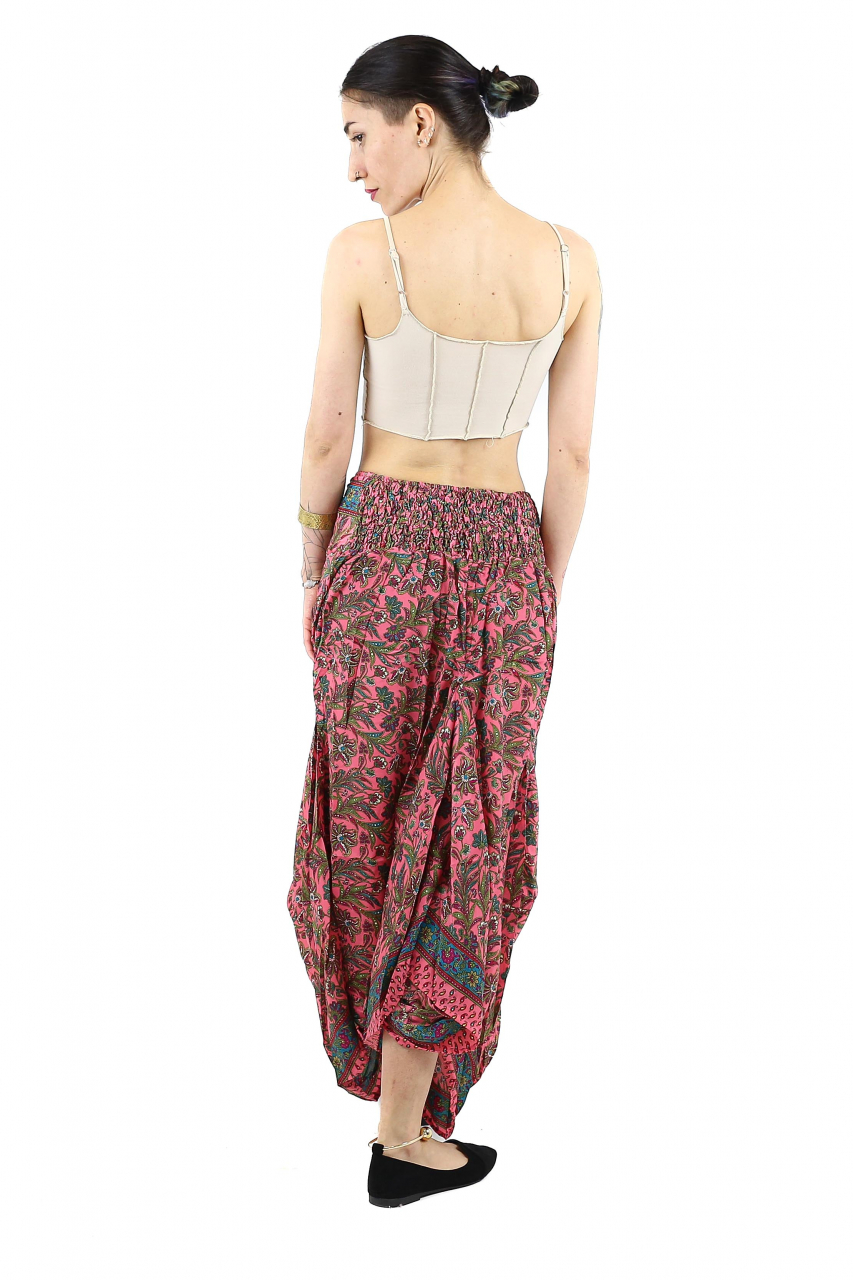 Fusta asimetrica din material fluid cu print floral - Model 39 [5]