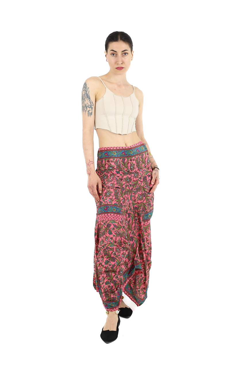 Fusta asimetrica din material fluid cu print floral - Model 39 [2]