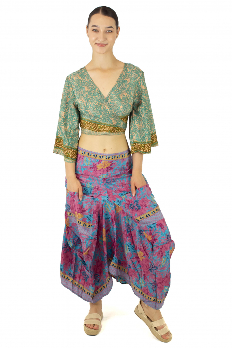Fusta asimetrica din material fluid cu print floral - Model 4 [2]