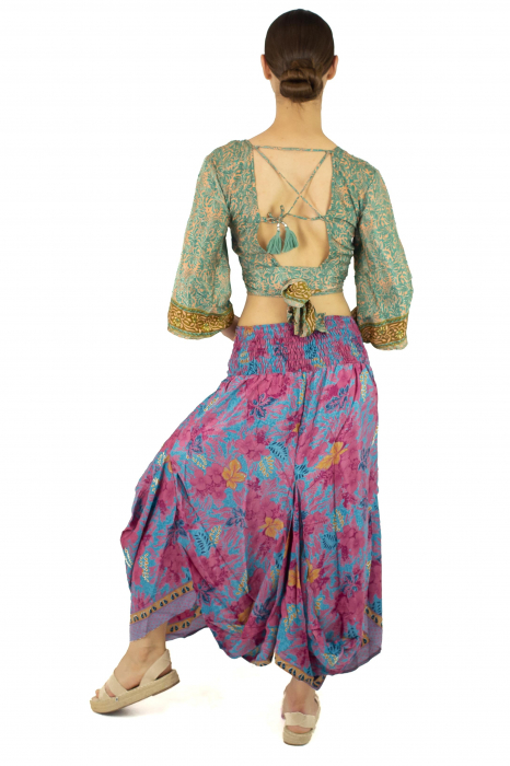 Fusta asimetrica din material fluid cu print floral - Model 4 [5]