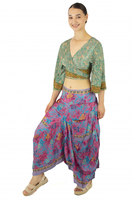 Fusta asimetrica din material fluid cu print floral - Model 4 [3]