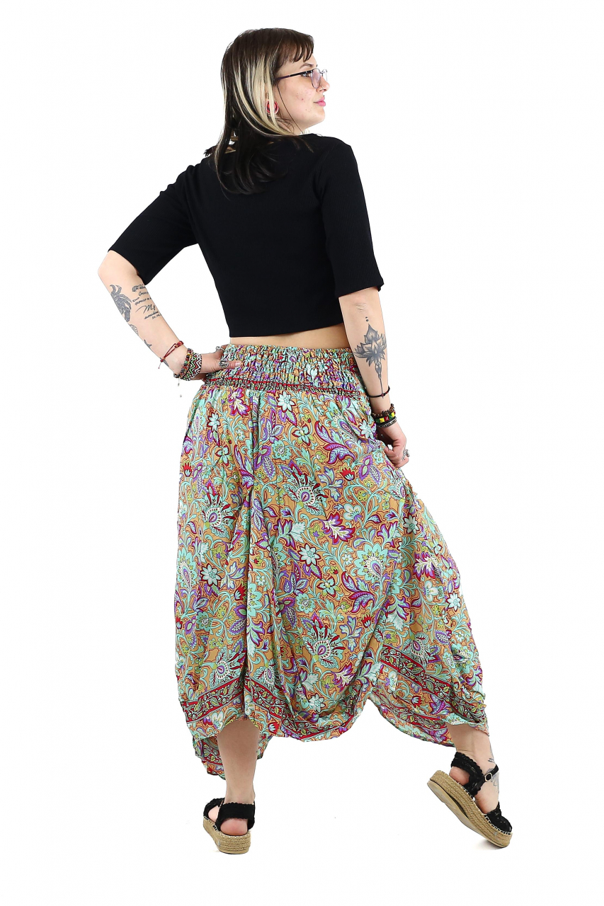 Fusta asimetrica din material fluid cu print floral - Model 41 [4]
