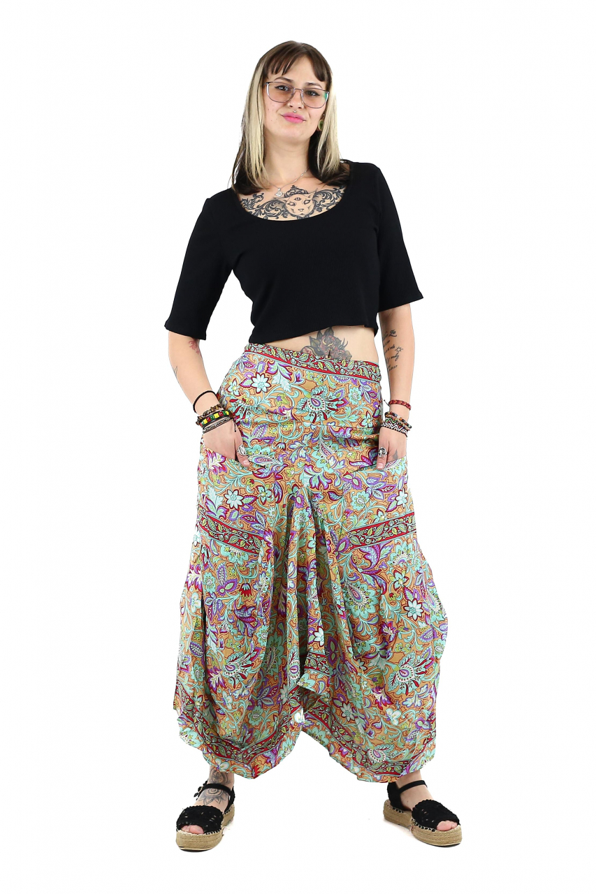 Fusta asimetrica din material fluid cu print floral - Model 41 [5]
