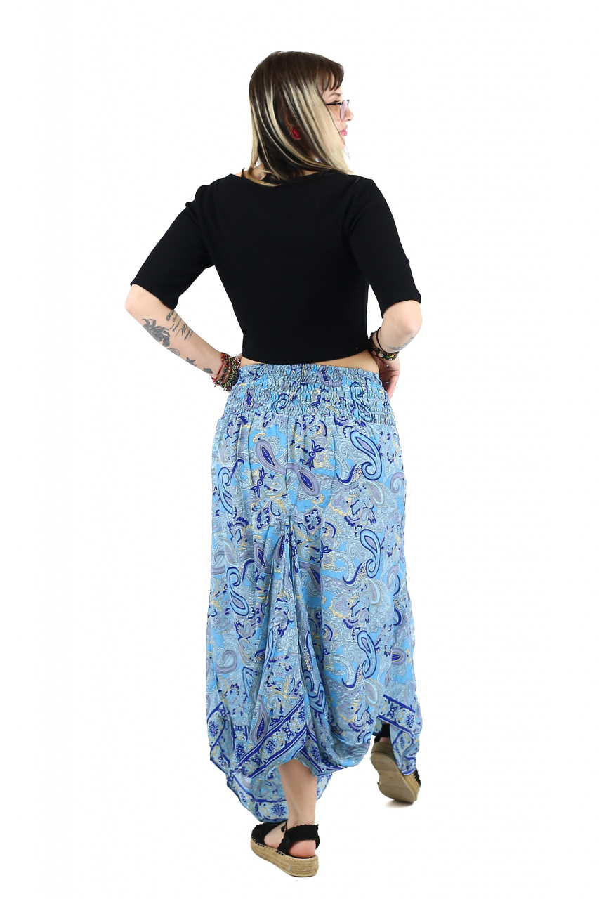 Fusta asimetrica din material fluid cu print floral - Model 44 [4]