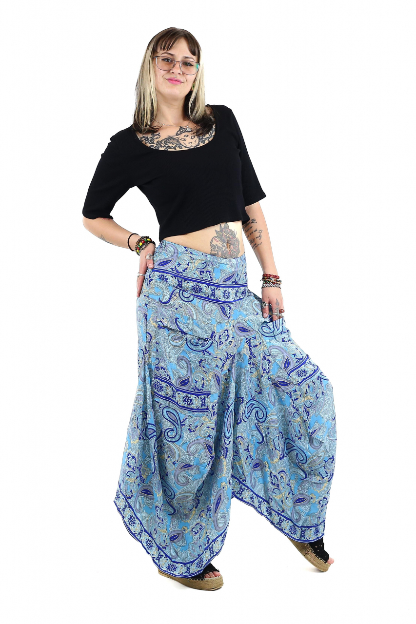 Fusta asimetrica din material fluid cu print floral - Model 44 [3]