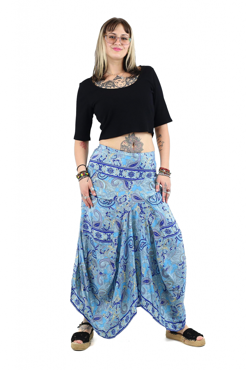 Fusta asimetrica din material fluid cu print floral - Model 44 [2]