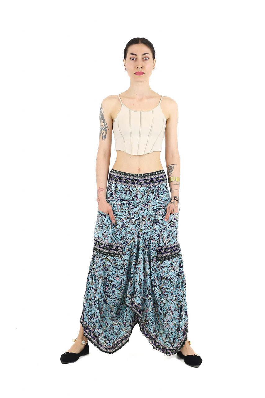 Fusta asimetrica din material fluid cu print floral - Model 47 [5]