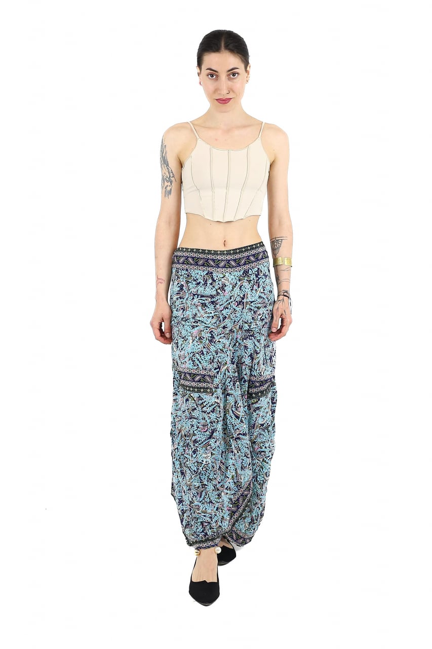 Fusta asimetrica din material fluid cu print floral - Model 47 [2]