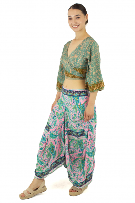Fusta asimetrica din material fluid cu print floral - Model 5 [3]