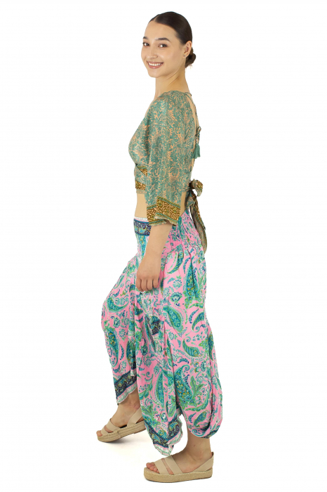 Fusta asimetrica din material fluid cu print floral - Model 5 [5]