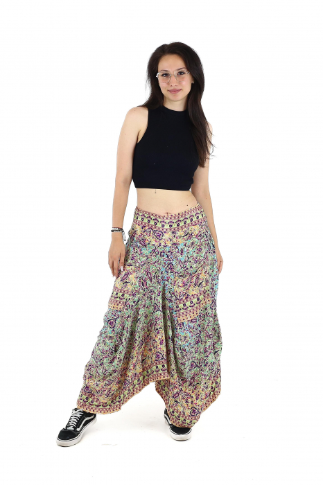 Fusta asimetrica din material fluid cu print floral - Model 52 [2]