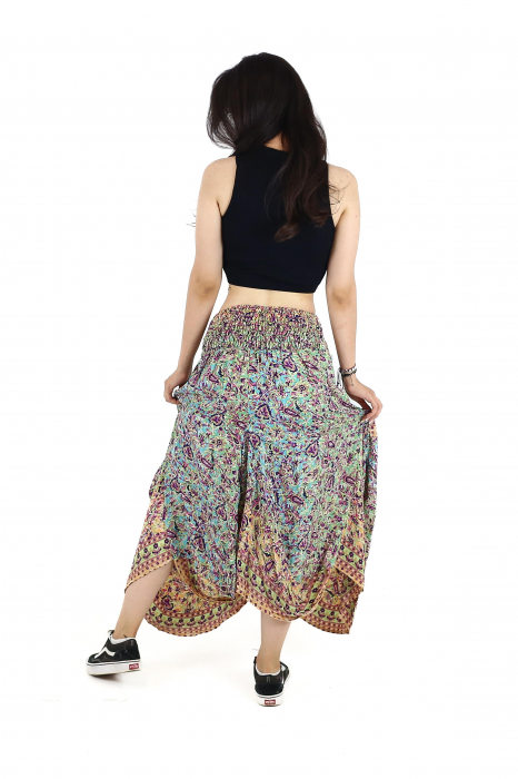 Fusta asimetrica din material fluid cu print floral - Model 52 [5]