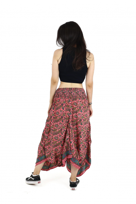 Fusta asimetrica din material fluid cu print floral - Model 53 [5]