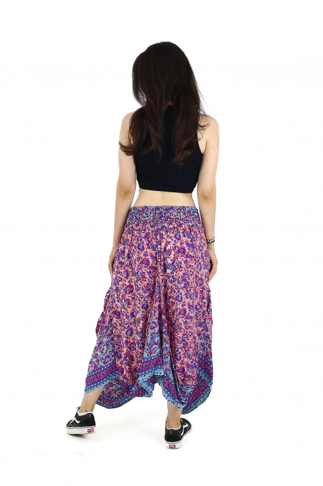 Fusta asimetrica din material fluid cu print floral - Model 54 [5]
