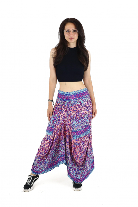 Fusta asimetrica din material fluid cu print floral - Model 54 [2]
