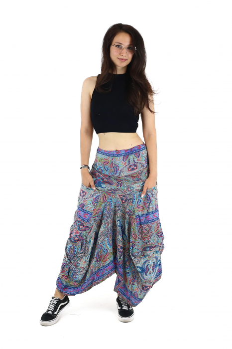 Fusta asimetrica din material fluid cu print floral - Model 55 [3]
