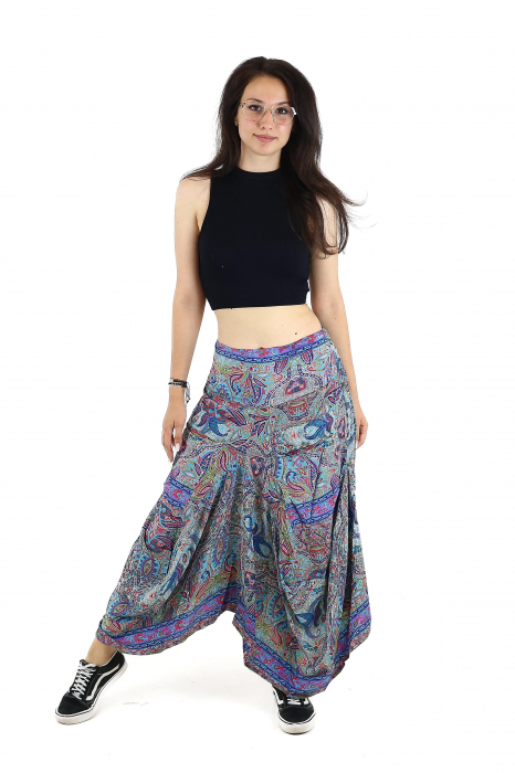 Fusta asimetrica din material fluid cu print floral - Model 55 [2]