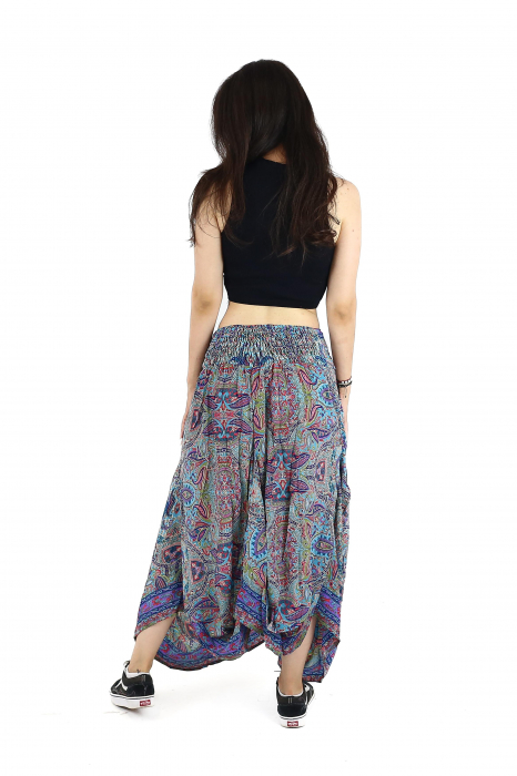 Fusta asimetrica din material fluid cu print floral - Model 55 [5]