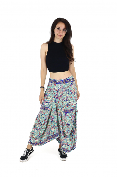 Fusta asimetrica din material fluid cu print floral - Model 56 [2]