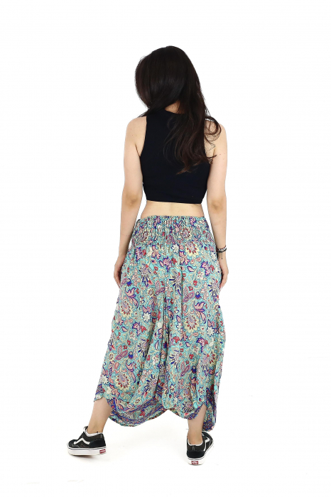 Fusta asimetrica din material fluid cu print floral - Model 56 [5]
