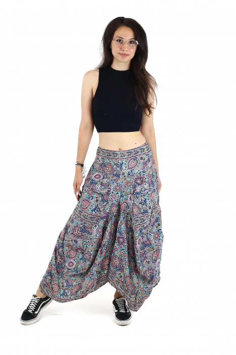 Fusta asimetrica din material fluid cu print floral - Model 58 [3]