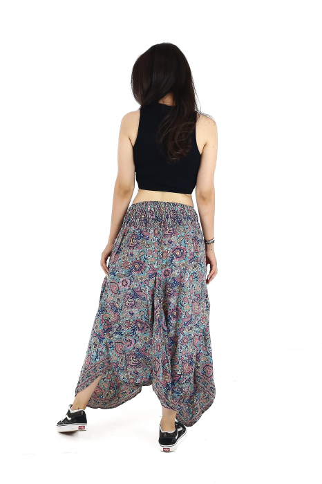 Fusta asimetrica din material fluid cu print floral - Model 58 [5]