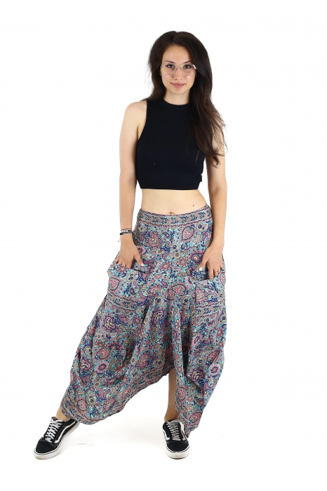 Fusta asimetrica din material fluid cu print floral - Model 58 [2]