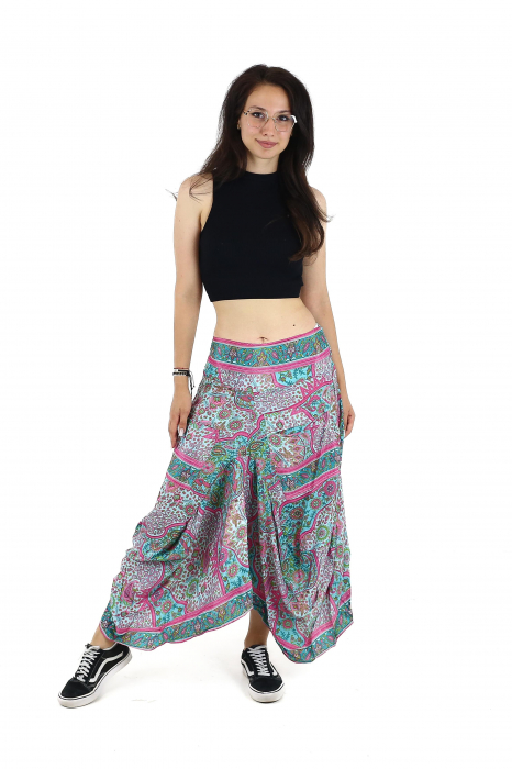 Fusta asimetrica din material fluid cu print floral - Model 59 [2]