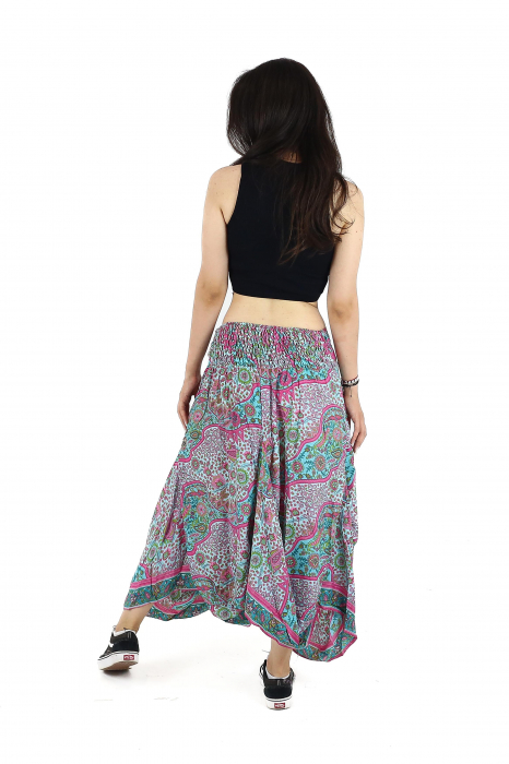 Fusta asimetrica din material fluid cu print floral - Model 59 [5]