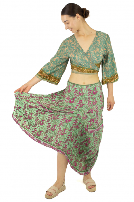 Fusta asimetrica din material fluid cu print floral - Model 6 [5]