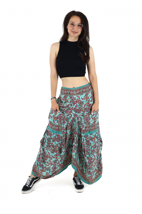 Fusta asimetrica din material fluid cu print floral - Model 60 [3]