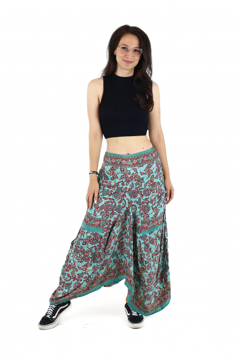 Fusta asimetrica din material fluid cu print floral - Model 60 [2]