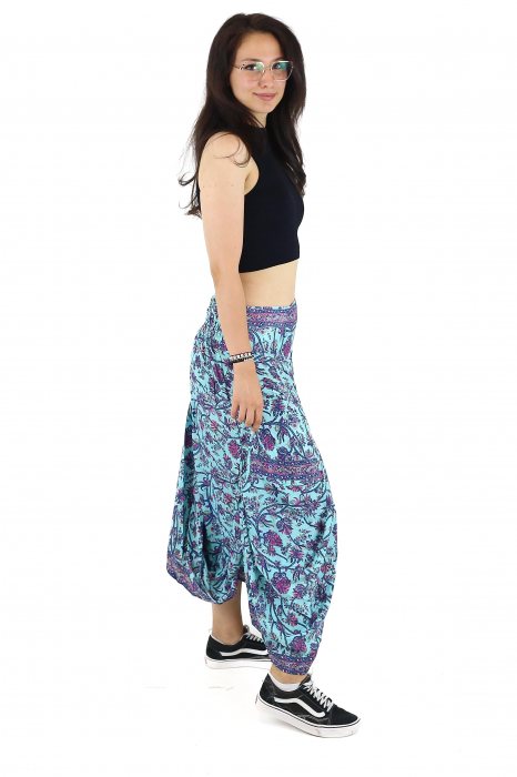 Fusta asimetrica din material fluid cu print floral - Model 61 [4]