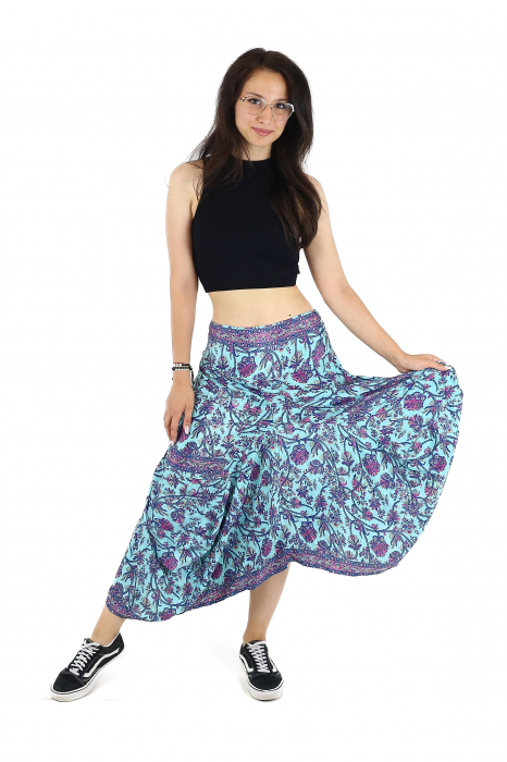 Fusta asimetrica din material fluid cu print floral - Model 61 [6]