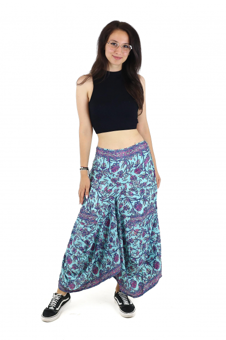 Fusta asimetrica din material fluid cu print floral - Model 61 [2]