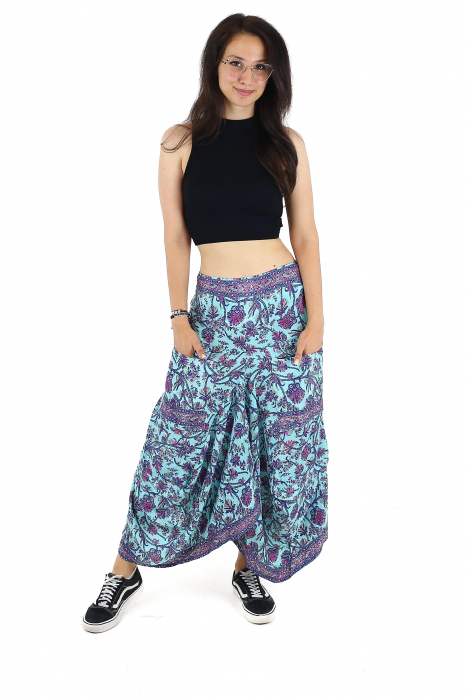 Fusta asimetrica din material fluid cu print floral - Model 61 [3]