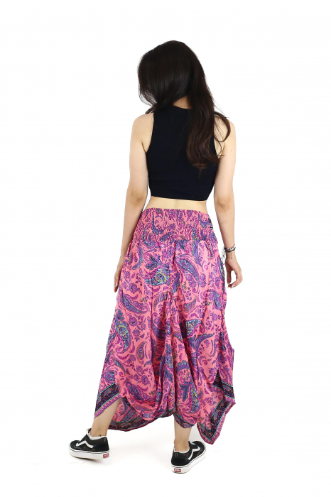 Fusta asimetrica din material fluid cu print floral - Model 62 [5]