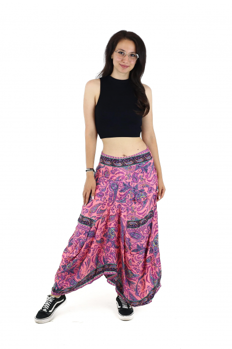 Fusta asimetrica din material fluid cu print floral - Model 62 [2]