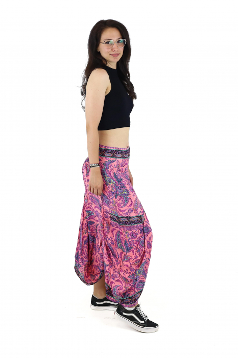 Fusta asimetrica din material fluid cu print floral - Model 62 [4]