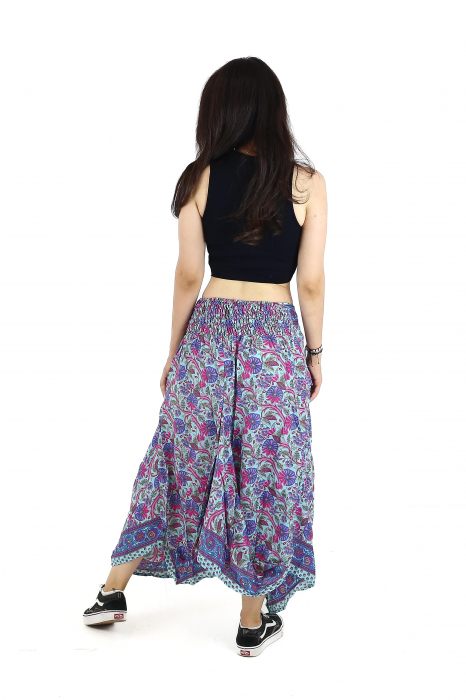 Fusta asimetrica din material fluid cu print floral - Model 63 [5]