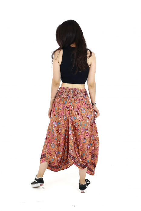 Fusta asimetrica din material fluid cu print floral - Model 64 [5]