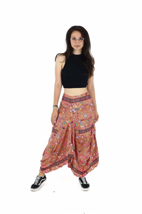 Fusta asimetrica din material fluid cu print floral - Model 64 [2]