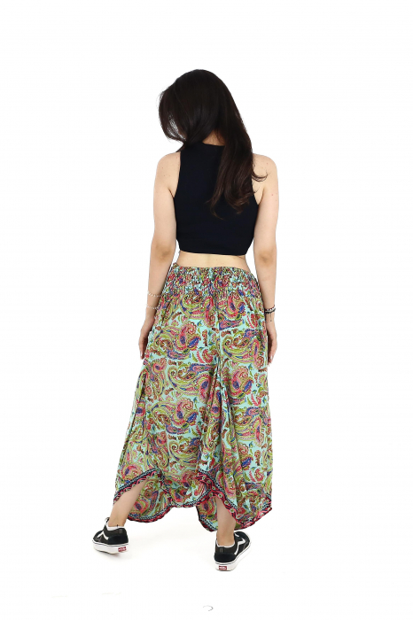 Fusta asimetrica din material fluid cu print floral - Model 65 [5]